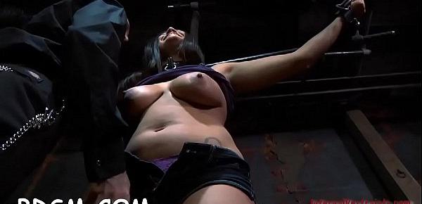  Masked girl gets her mounds bounded hard with toy drilling